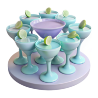 Blue and Purple Glassware Set with Lime Garnish png