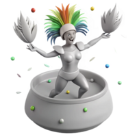 3D Character in Colorful Costume with Feathers and Balls png