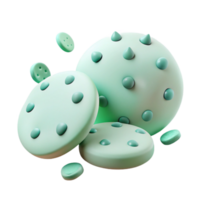 Abstract 3D Render of Green Shapes with Dots and Spikes png
