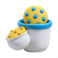3D Render of a Cookie Jar with Yellow and Blue Cookies png