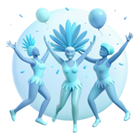 Three Cheerful Characters Celebrating with Balloons and Confetti png
