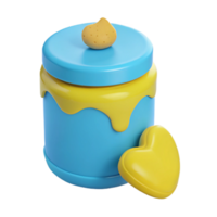 3D Rendered Jar with Dripping Yellow Substance and Heart png