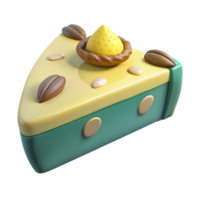 3D Render of a Yellow and Green Cake Slice with a Topped with a Small Yellow Pie png