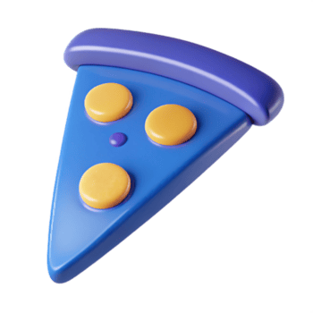 3d rendido azul pizza fatia com amarelo coberturas png