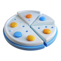 3D Pie Chart with Four Slices and Colorful Dots png