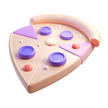 3d render do uma pizza fatia com roxa e Rosa coberturas png
