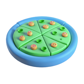 3d render do uma verde e azul pizza com amarelo coberturas png