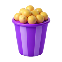Purple Striped Popcorn Bucket 3D Render png