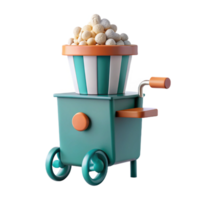 3D Render of a Green Cart with Popcorn png