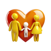 Family of Three Holding Hands in Front of a Heart png