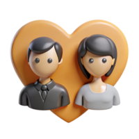 3D Rendered Couple in Heart Icon png