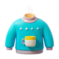 3D Render of a Blue Sweater with a Cup of Coffee png