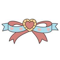 Heart shaped bow with pastel colors and ribbon featuring a cute romantic design vector