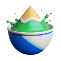 3D Render of Green Mountain in Bowl with Splash png