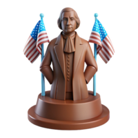 3D Render of a Founding Father Statue with American Flags png