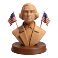 3D Render of a Bust with American Flags png
