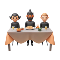 3D Rendered Characters Enjoying a Meal Together png