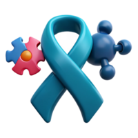Blue Ribbon, Puzzle Piece, and Molecular Structure A Symbol of Awareness png