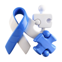 Blue Ribbon and Puzzle Pieces Symbol of Support and Understanding png