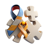 Puzzle Pieces with Ribbon Symbol of Support and Unity png