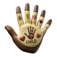 Handprint with Hearts and Symbols Representing Child Development png