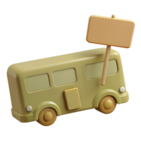 3D Render of a Cartoon Bus with a Blank Sign png