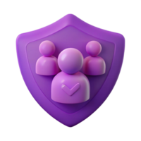 Secure Group Protection 3D Icon with Shield and Checkmark png