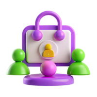 3D Illustration of a Secure Online Account with User Icons png