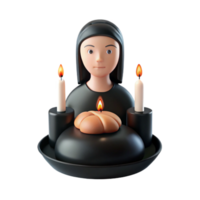 3D Render of Woman With Candles and Bread png