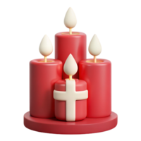 3D Render of a Candle Arrangement with a Cross Design png