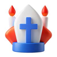 3D Render of a Religious Symbol with Cross and Candles png