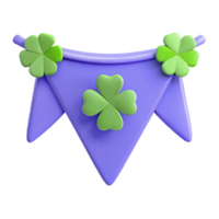 Purple 3D Banner with Clover Decorations png