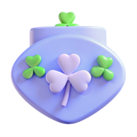 3D Render of a Purple Shamrock Icon with Green Shamrocks png