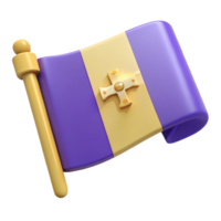 3D Render of a Purple and Gold Flag with a Cross png
