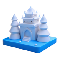 Winter Wonderland Snowy Castle with Pine Trees png