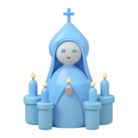 3D Render of a Religious Figure with Candles png
