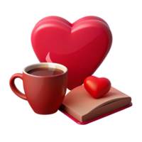 Coffee, Heart, and Book A Romantic Setup png