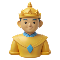 3D Render of a Cartoon King Wearing a Crown and Robe png