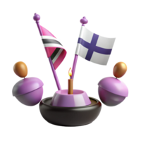3D Render of Two Flags with a Candle png