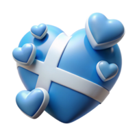 Blue Heart with White Ribbon and Small Hearts png