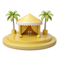3D Render of a Tropical Tent with Palm Trees png