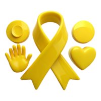 Yellow Ribbon, Hand, Heart and Circle 3D Render png