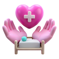 Caring Hands Protecting Heart with Cross Symbol Above Bed png