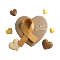 Gold Ribbon on Heart with Down Down Text png