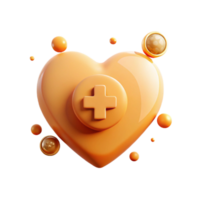3D Heart with Plus Sign and Bubbles png