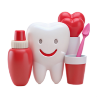 Smiling Tooth with Toothpaste and Toothbrush png