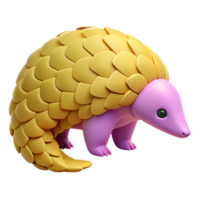 3D Rendered Cartoon Pangolin with Scaly Back and Pink Body png