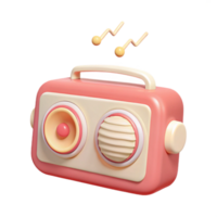Retro Pink Radio with Speaker and Music Notes png