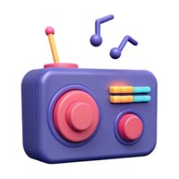 3D Rendered Retro Radio with Music Notes png