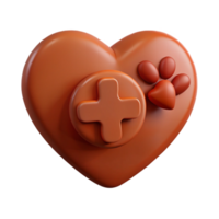 Heart with Plus Sign and Paw Print 3D Render png